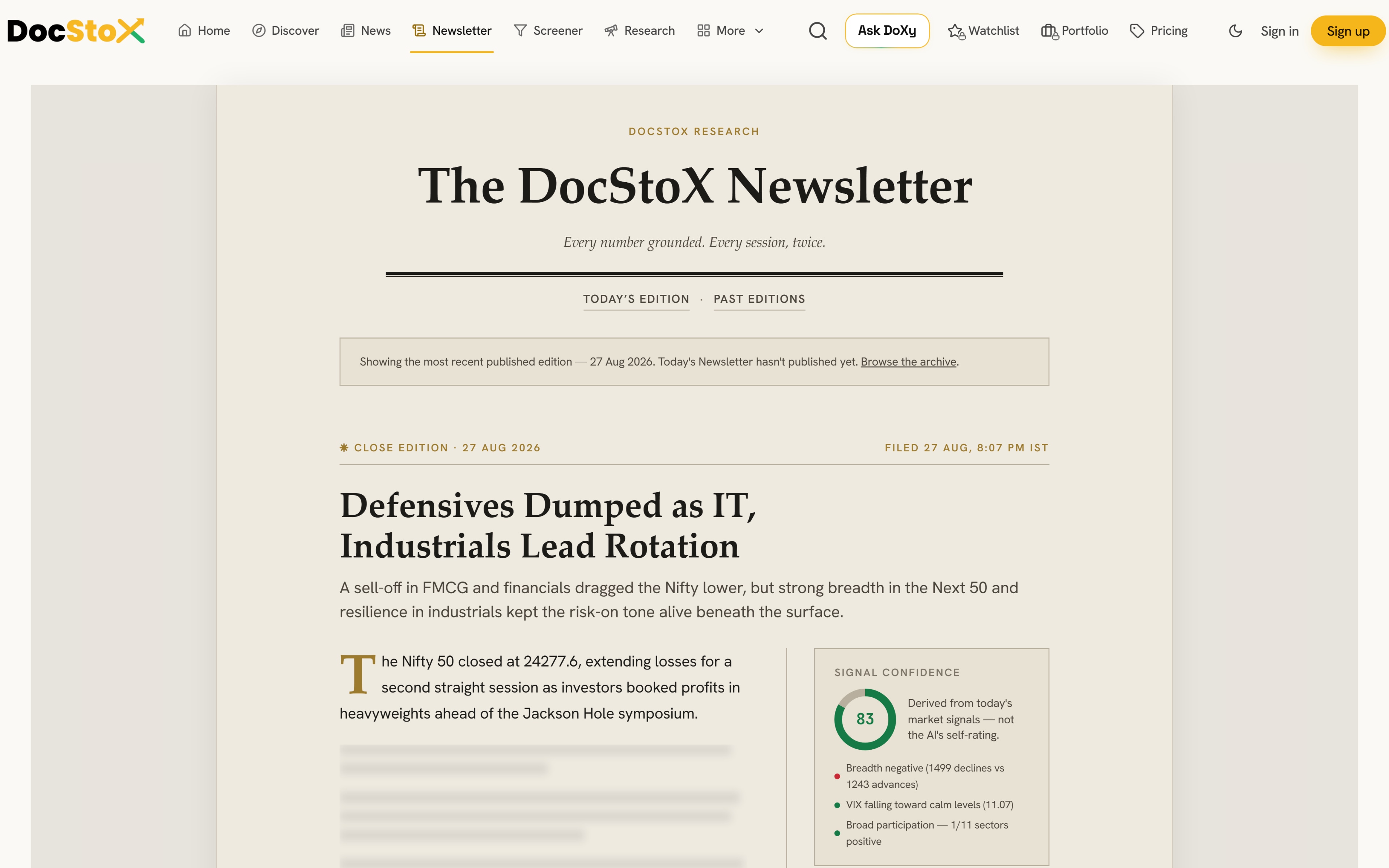The DocStoX daily market brief